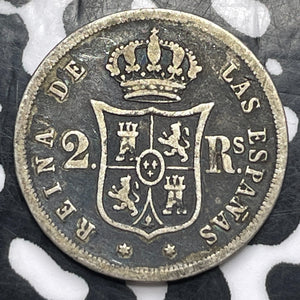 1859 Spain 2 Reales Lot#T2231 Silver!
