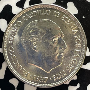 1957(74) Spain 25 Pesetas Lot#T3070 High Grade! Beautiful!