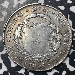 1848/7-Limae MB Peru 8 Reales Lot#JM8554 Large Silver! Cleaned