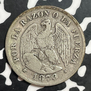 1873 Chile 20 Centavos Lot#T1257 Silver!