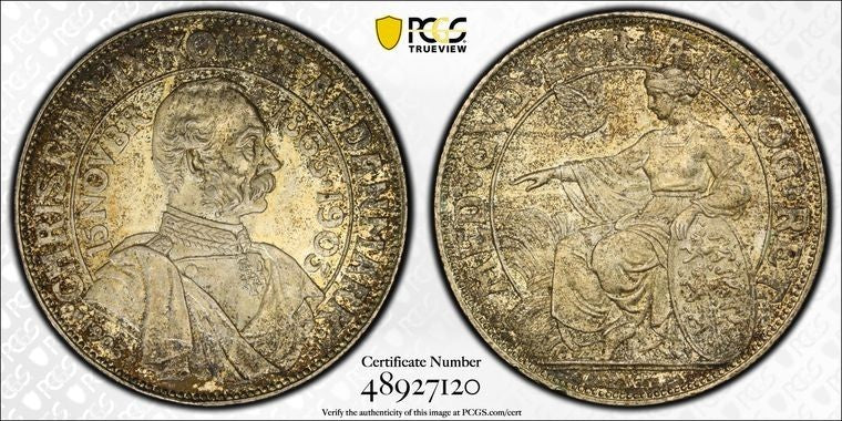1903-P GJ Denmark 2 Kroner PCGS MS64 Lot#G2101 Silver! Choice UNC!