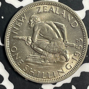 1953 New Zealand 1 Shilling Lot#T0743 High Grade! Beautiful! Key Date!