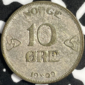 1909 Norway 10 Ore Lot#D8991 Silver! Nice!