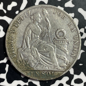 1889 Peru 1 Sol Lot#T1496 Large Silver Coin! Obverse Deposits