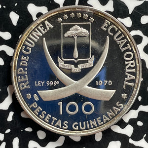 1970 Equatorial Guinea Goya Desnuda 100 Pesetas Lot#JM9875 Silver! Proof!