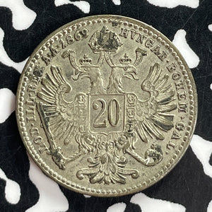 1869 Austria 20 Kreuzer Lot#T7393 Silver!