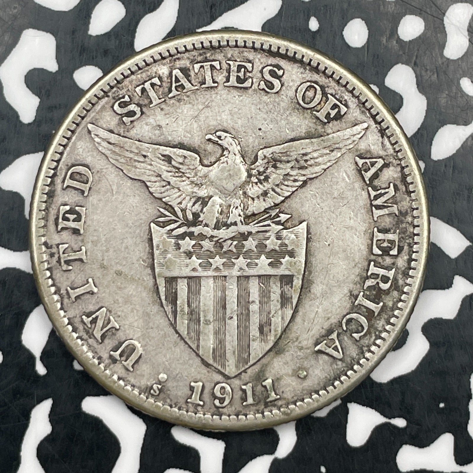 1911-S U.S. Philippines 1 Peso Lot#JM1821 Large Silver! Better Date