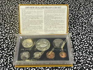 1985 New Zealand 7x Coin Proof Set Lot#B2589 With Case & C.O.A.