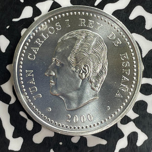 2000 Spain Charles V 2000 Pesetas Lot#C1031 Silver! High Grade! Beautiful!