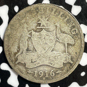 1916-M Australia 1 Shilling Lot#E4402 Silver!