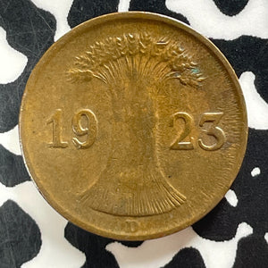 1923-D Germany 1 Pfennig Lot#T4139 Better Date