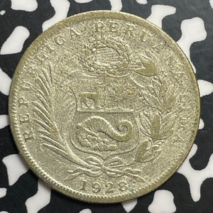 1928 Peru 1/2 Sol Half Sol Lot#T1723 Silver!