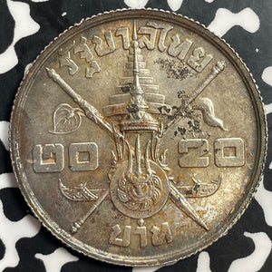 1963 Thailand 20 Baht Lot#T0119 Large Silver Coin!