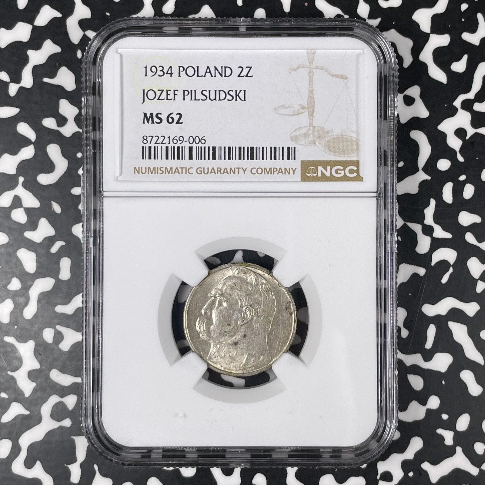 1934 Poland 2 Zlote NGC MS62 Lot#G1806 Silver! Nice UNC! Y#27