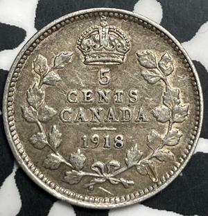 1918 Canada 5 Cents Lot#T9843 Silver!