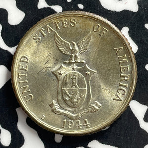 1944-D U.S. Philippines 20 Centavos Lot#C0825 Silver! High Grade! Beautiful!