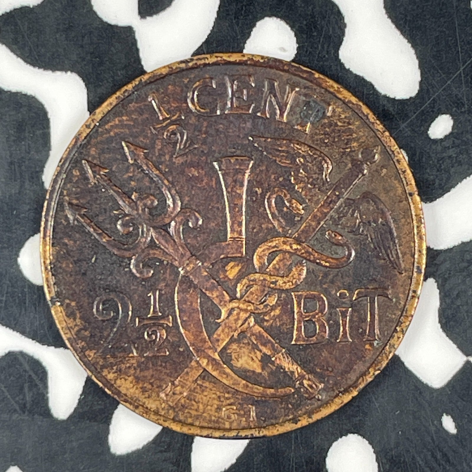 1905 Danish West Indies 1/2 Cent 2-1/2 Bit Lot#C9085