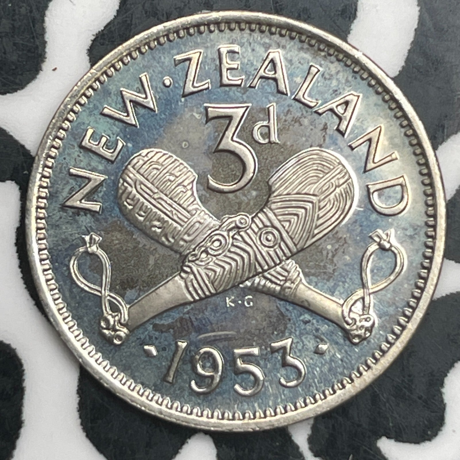 1953 New Zealand 3 Pence Threepence Lot#F7268 Proof!