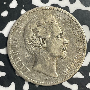 1876-D Germany Bavaria 2 Mark Lot#T3778 Silver!