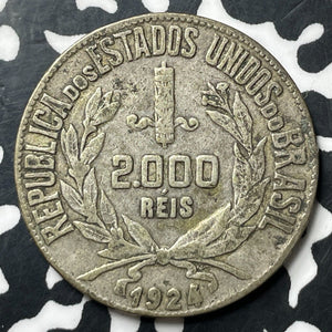 1924 Brazil 2000 Reis Lot#E8125 Silver!