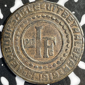 1915 Belgium Ghent 1 Franken Lot#D6891 KM#Tn2