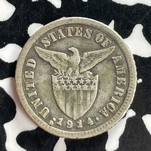 1914-S U.S. Philippines 10 Centavos Lot#T7366 Silver!