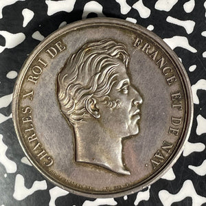 1828 France Charles X Chamber Of Deputies Medal Lot#JM9226 Silver! 42mm