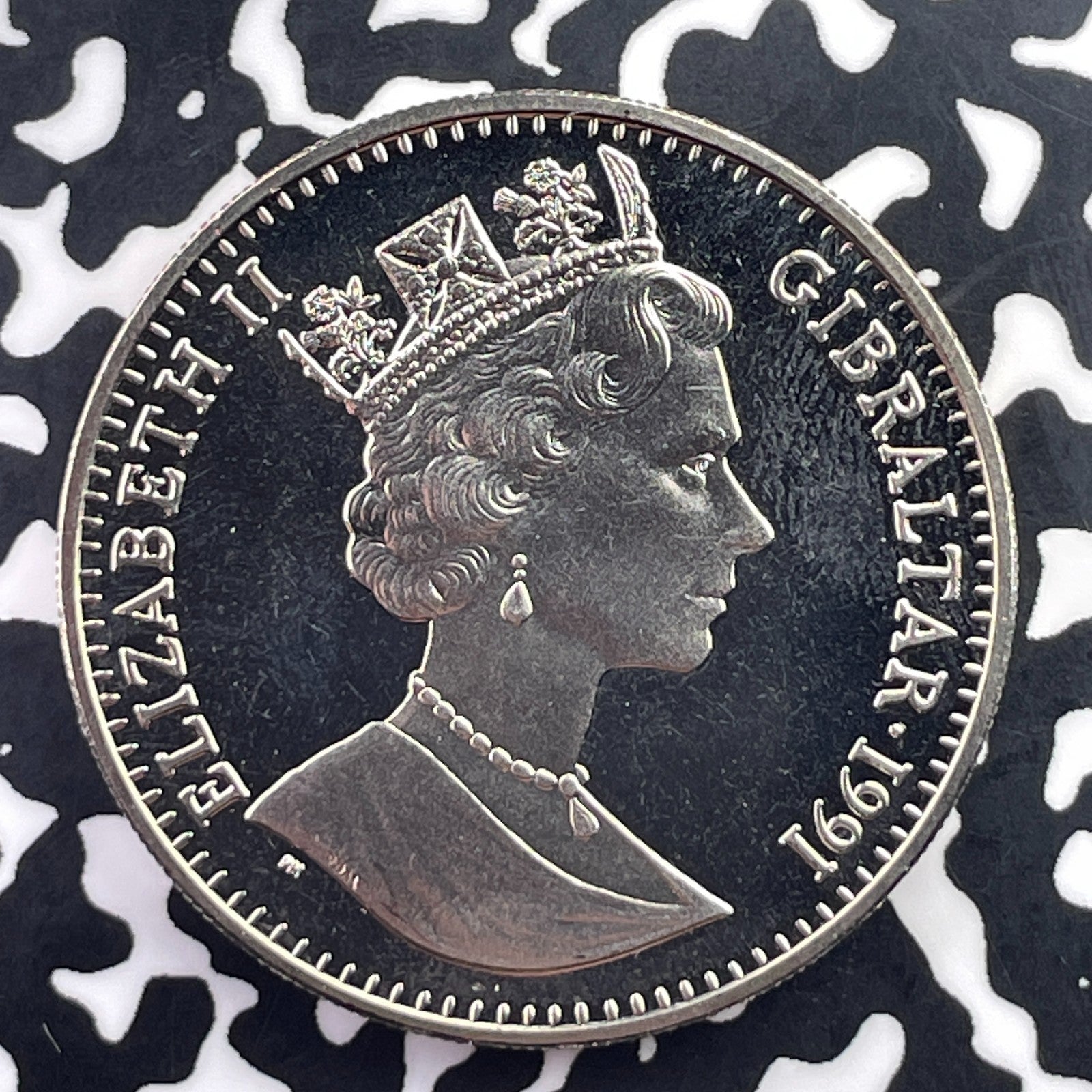 1991 Gibraltar 1 Crown Lot#C5515 High Grade! Beautiful! KM#72