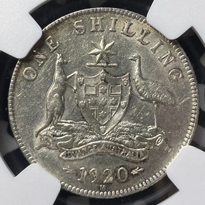 1920-M Australia 1 Shilling NGC AU55 Lot#G8535 Silver! Key Date!