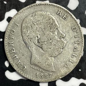 1887-M Italy 1 Lira Lot#E4265 Silver!