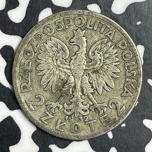 1932 Poland 2 Zlote Lot#T6734 Silver!