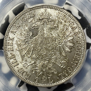 1883 Austria 1 Florin PCGS MS65 Lot#G8094 Silver! Gem BU! Top Graded!