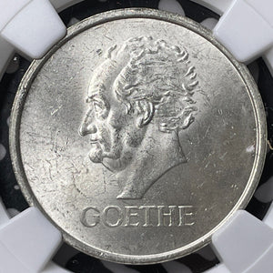 1932-A Germany Goethe 3 Mark NGC MS62+ Lot#G7047 Silver! Nice UNC!