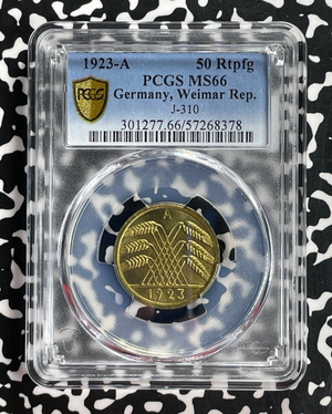 1923-A Germany 50 Pfennig PCGS MS66 Lot#G776 Gem BU! Top Graded! J-310