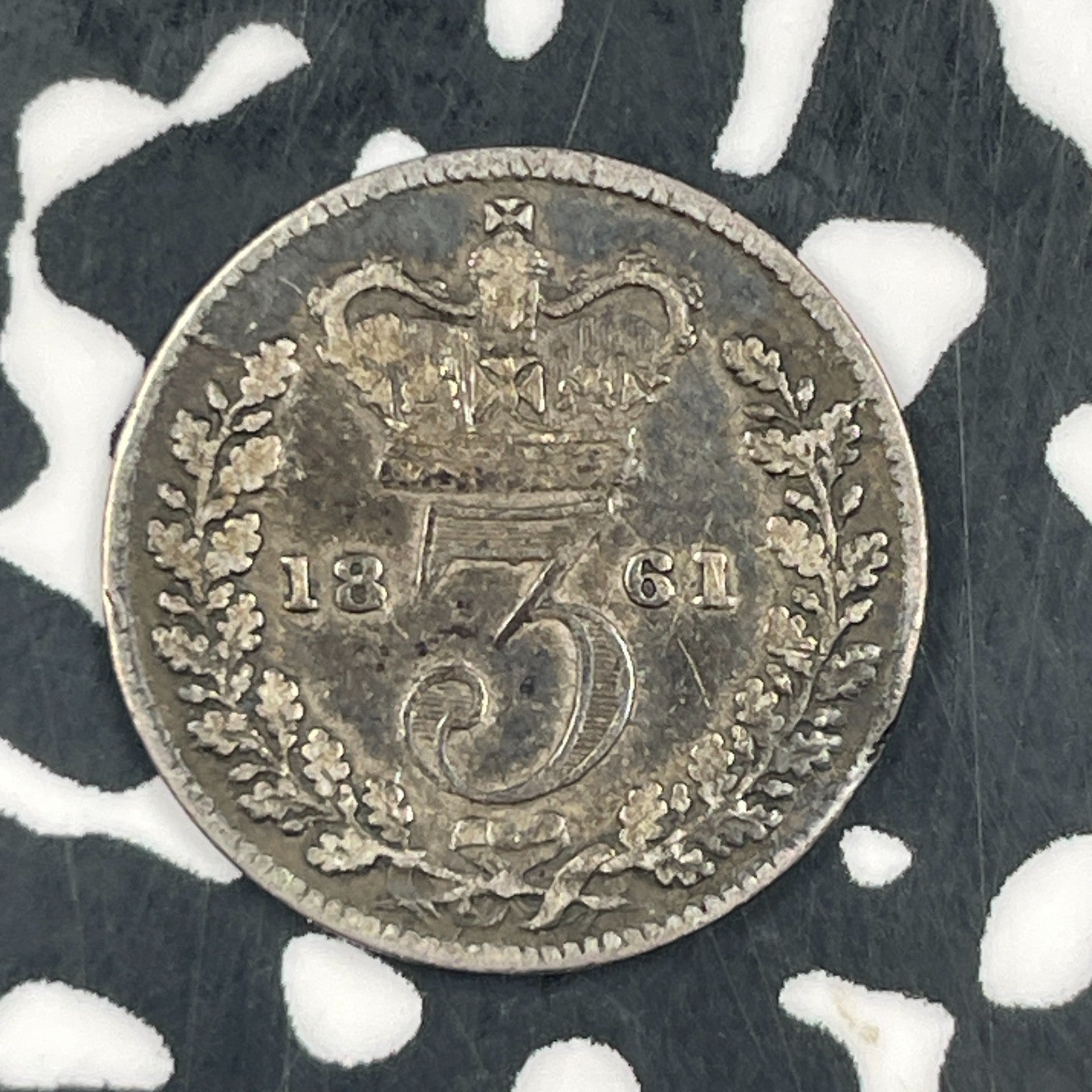 1861 Great Britain 3 Pence Threepence Lot#F5643 Silver!