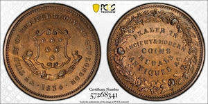 1834 G.B. London William Till Coin Dealer 1/2 Penny Token PCGS MS65RB Lot#G761