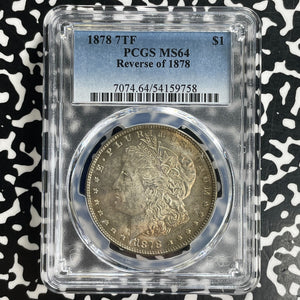 1878 U.S. $1 Morgan Dollar PCGS MS64 Lot#G1071 Silver! 7 Tail Feathers, 1878 Rev