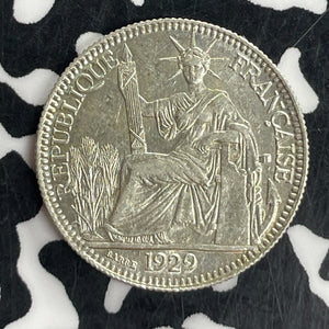 1929 French Indo-China 10 Cents Lot#T8091 Silver! High Grade! Beautiful!