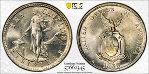 1938-M U.S. Philippines 10 Centavos PCGS MS64 Lot#G877 Silver! Choice UNC!