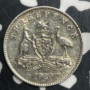 1920 Australia 3 Pence Threepence Lot#T1533 Silver! Nice Detail, Reverse Scratch