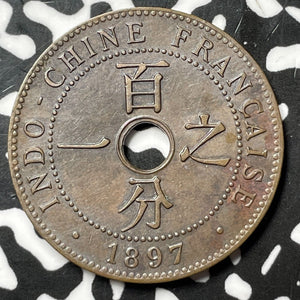 1897-A French Indo-China 1 Centime Lot#OV1333 Nice! Ex- H.F. Bowker Collection