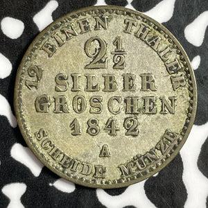 1842-A Germany Prussia 2 1/2 Groschen Lot#E2136 Silver!