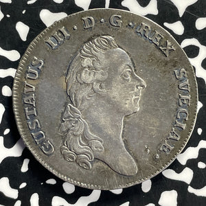 1776-OL Sweden 1 Riksdaler Lot#JM9806 Large Silver!
