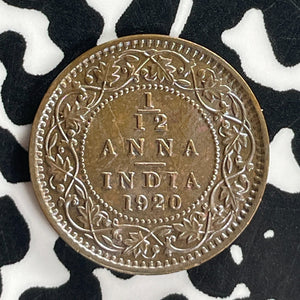 1920 India 1/12 Anna Lot#T8047 High Grade! Beautiful!