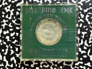 1966 Ireland Easter Uprising 10 Shillings Lot#OV1620 Silver! In Plastic Case