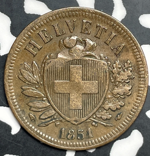 1851-A Switzerland 2 Rappen Lot#T9876