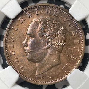 1886 Portugal 20 Reis NGC MS63RB Lot#G8981 Choice UNC! Top Graded!