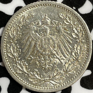 1912-F Germany 1/2 Mark Half Mark Lot#D6983 Silver! Nice!