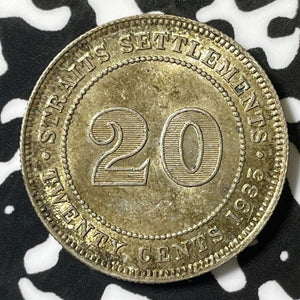 1935 Straits Settlements 20 Cents Lot#E4869 Silver! High Grade! Beautiful!