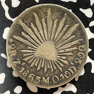 1863-Zs Mo Mexico 2 Reales Lot#T5381 Silver!